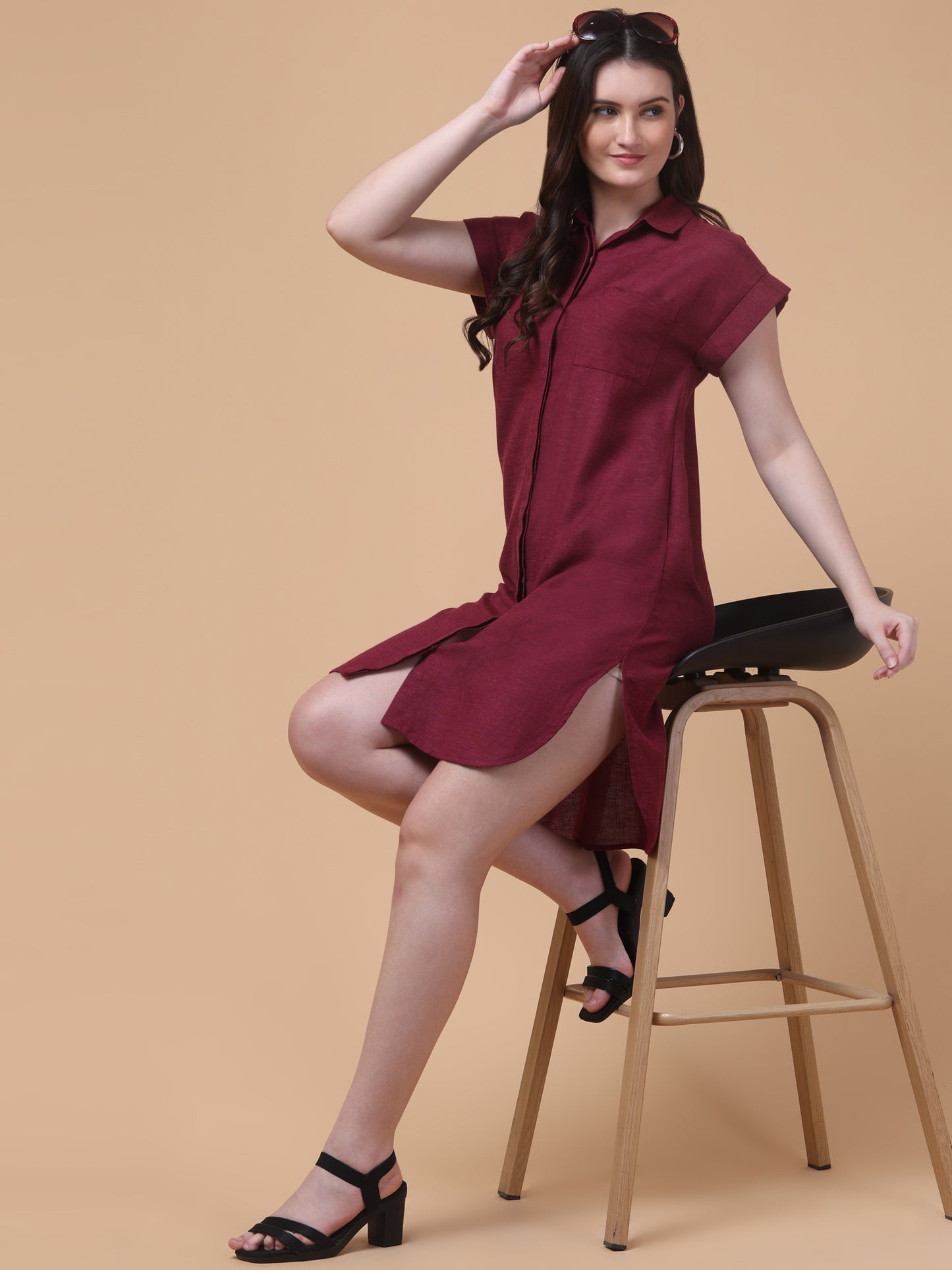 Black Breeze Linen Blend Shirt Dress