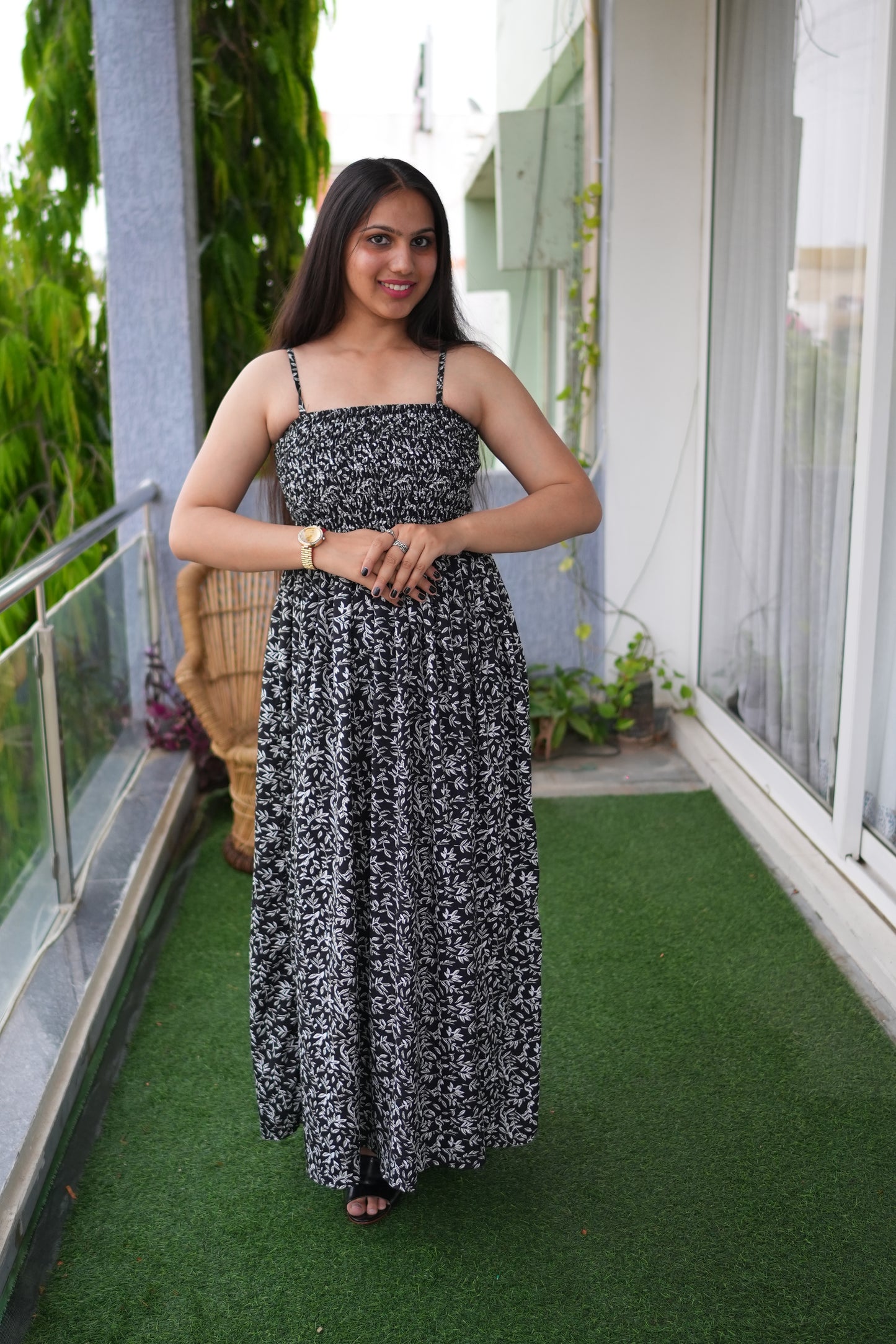 Monochrome Crepe A-Line Dress