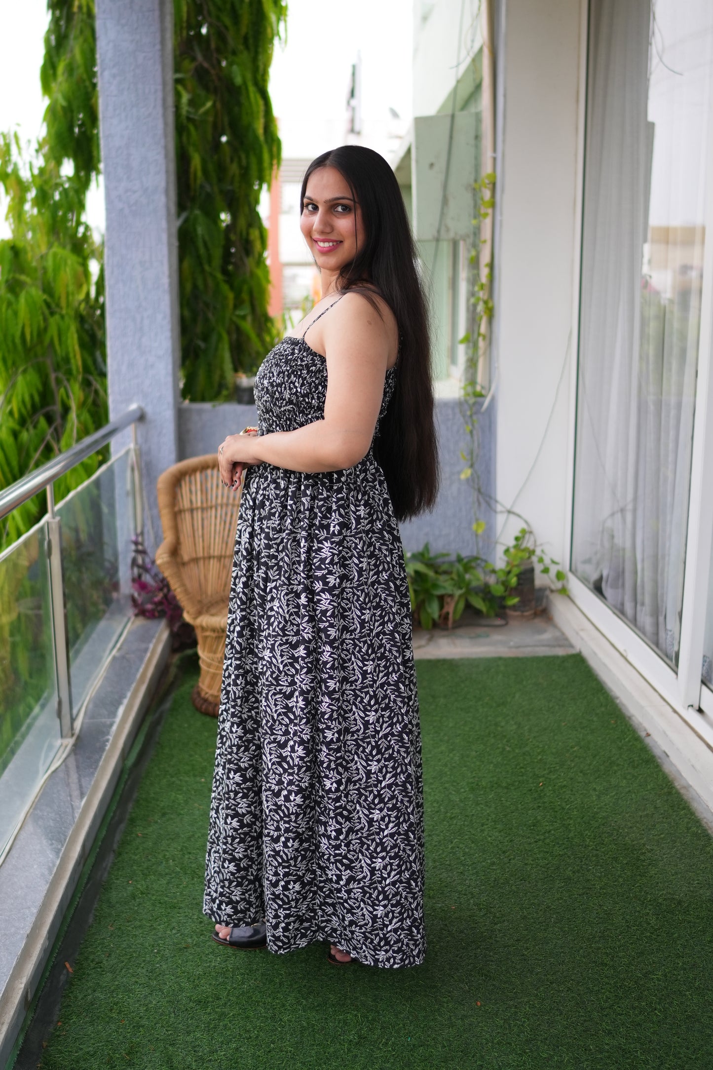 Monochrome Crepe A-Line Dress