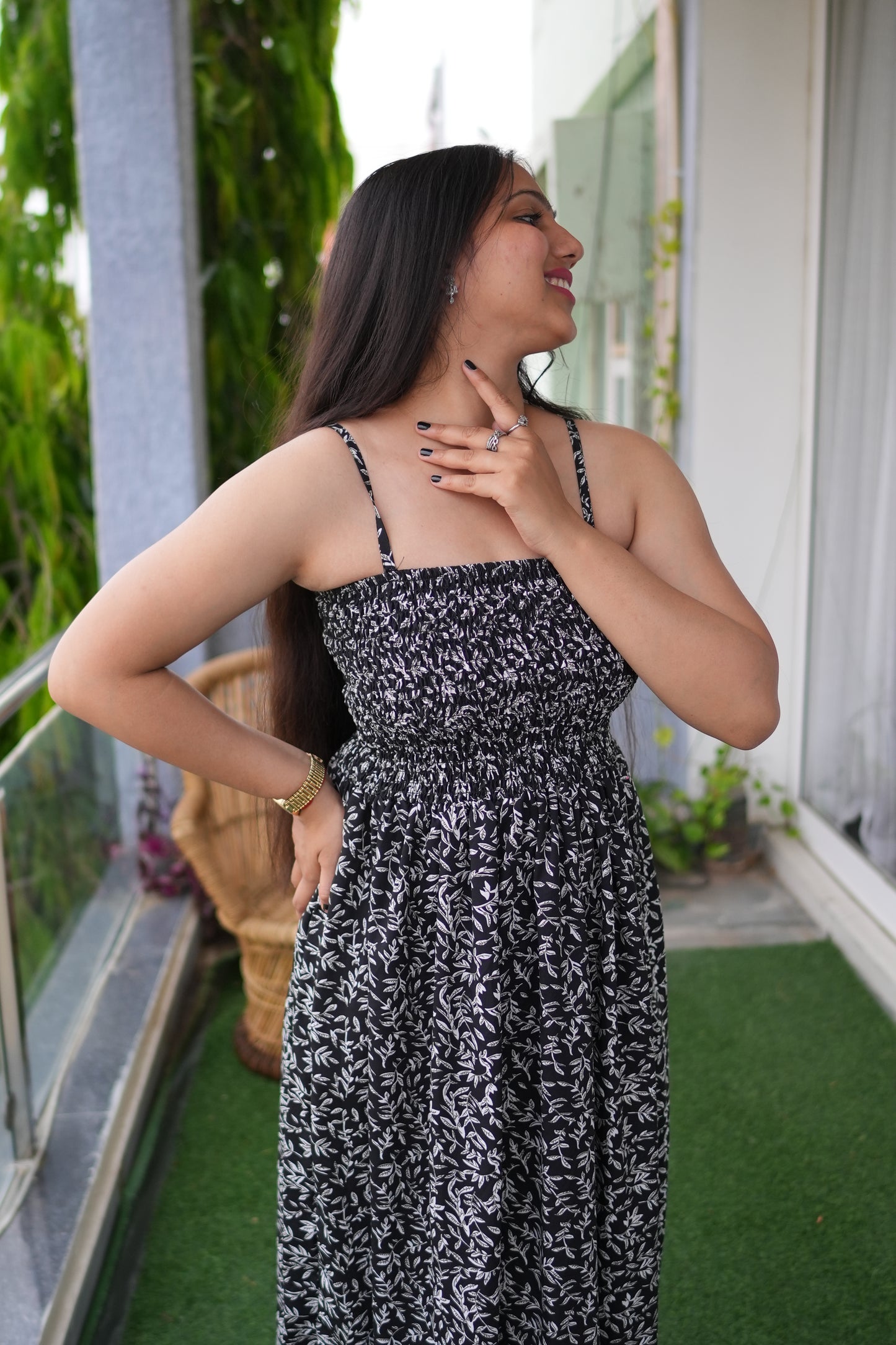 Monochrome Crepe A-Line Dress