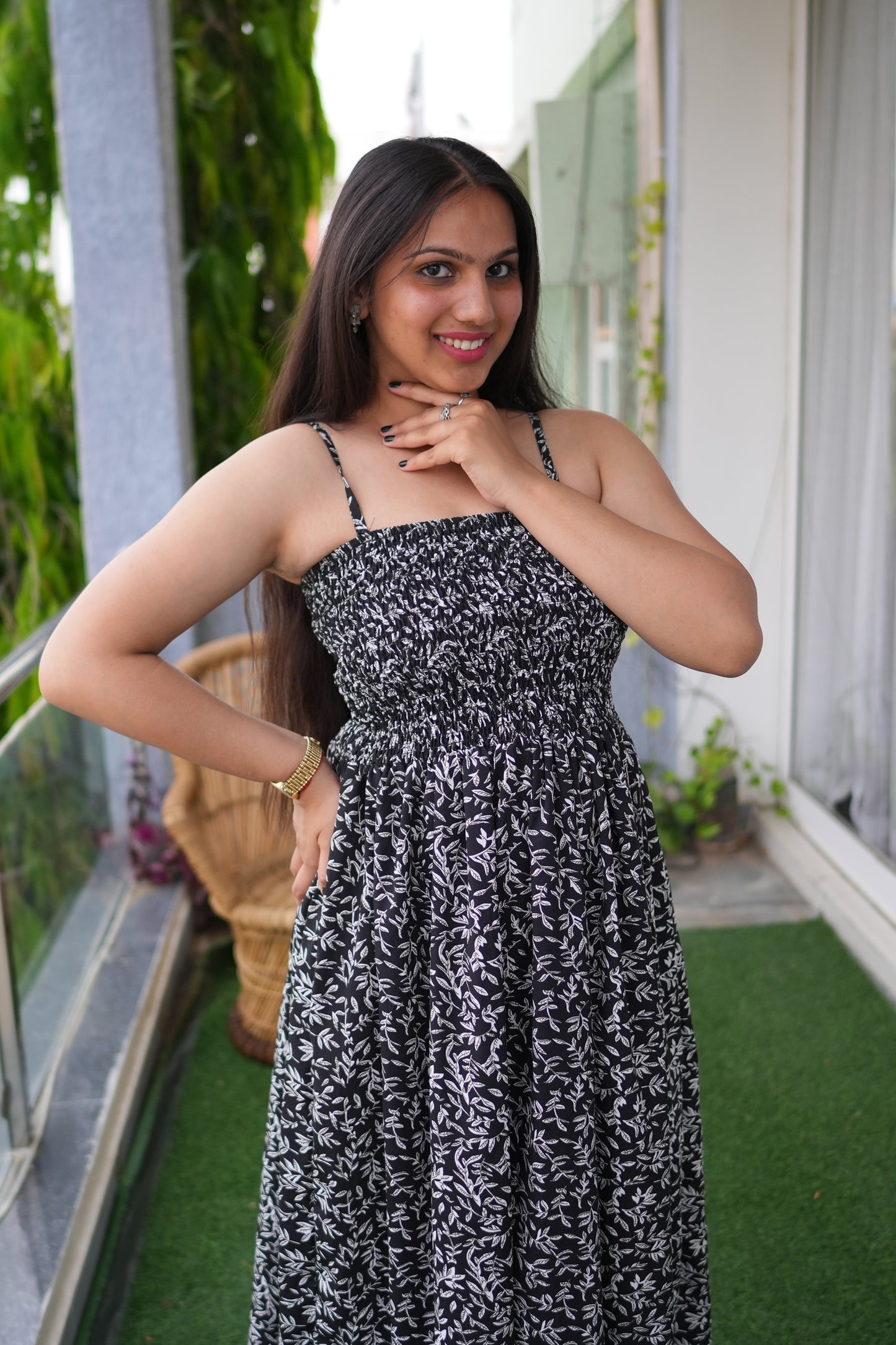Monochrome Crepe A-Line Dress