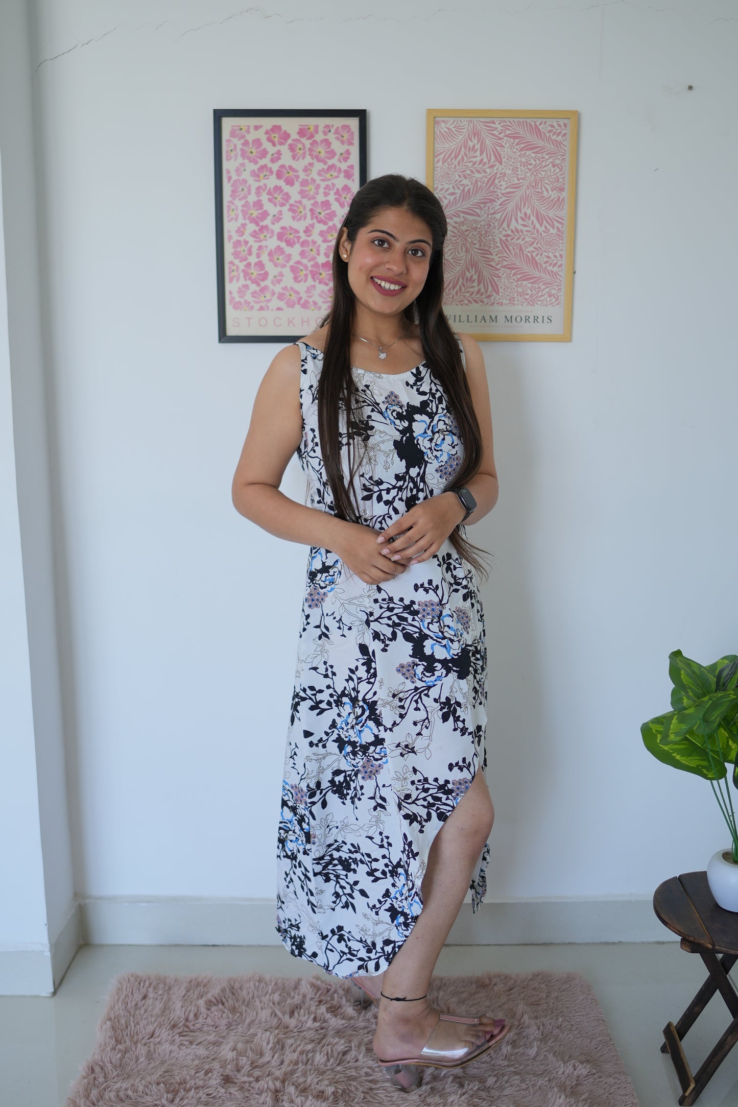 Graceful Petal Elegance Midi Dress