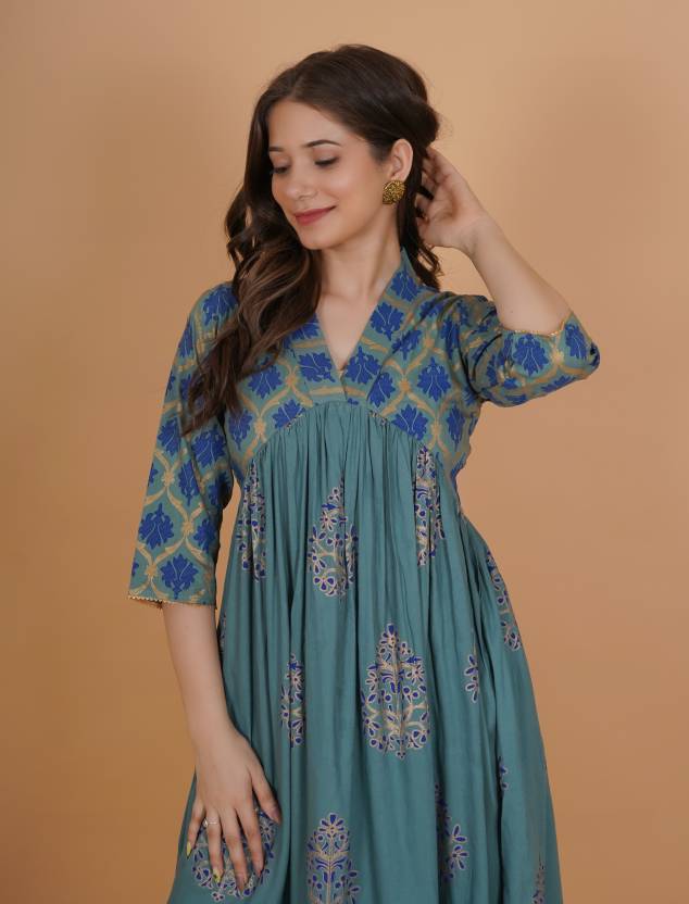 Green Fit and Flare Maxi Dress