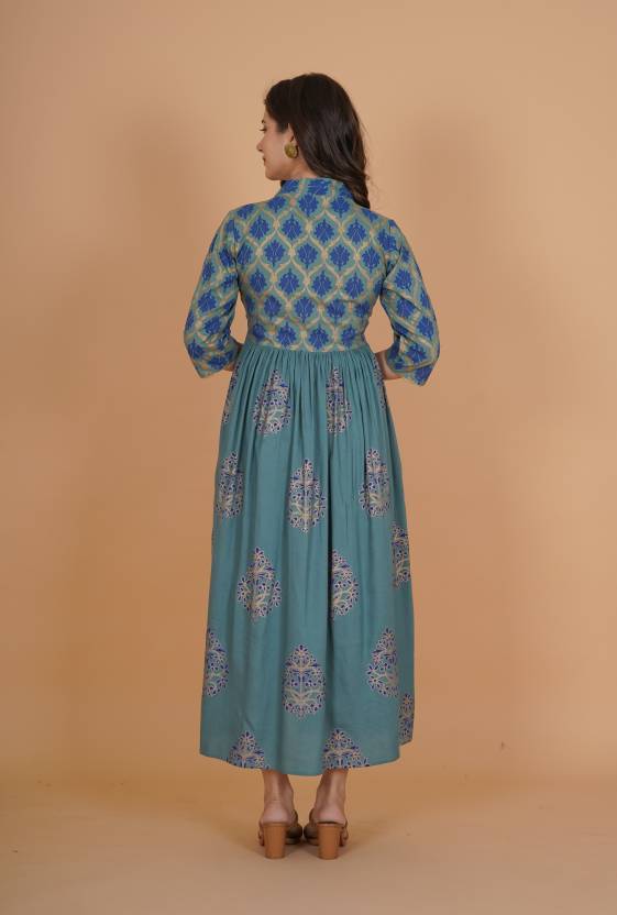 Green Fit and Flare Maxi Dress