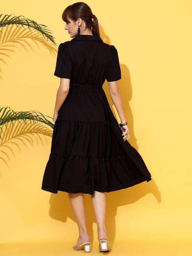 Timeless Grace Black A-line Dress