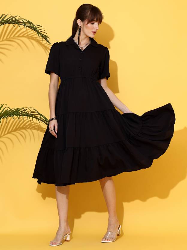 Timeless Grace Black A-line Dress