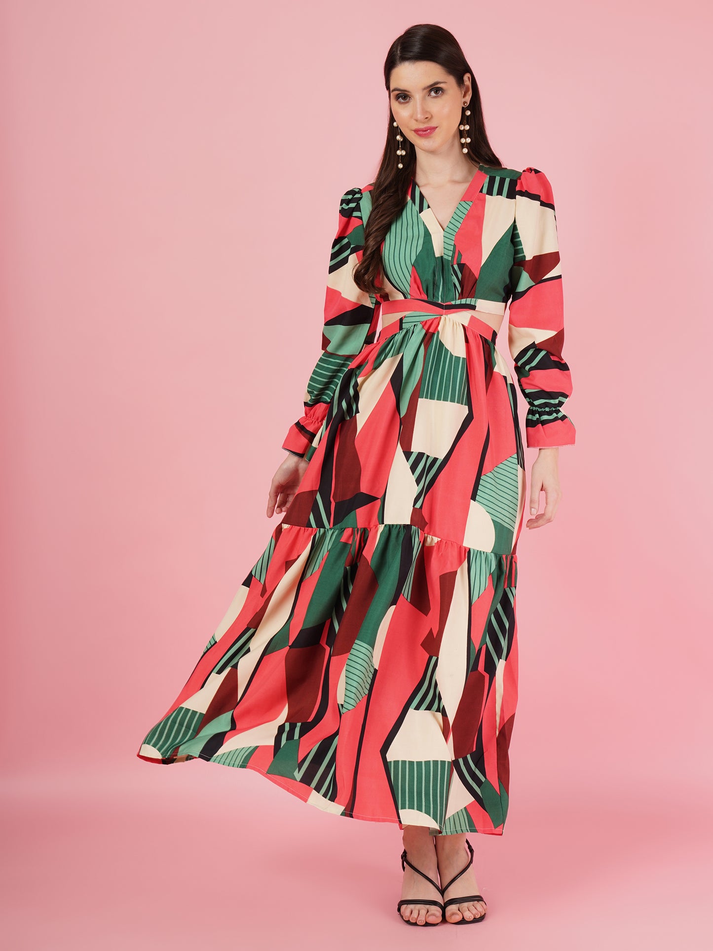 Geometric Pattern Maxi Dress
