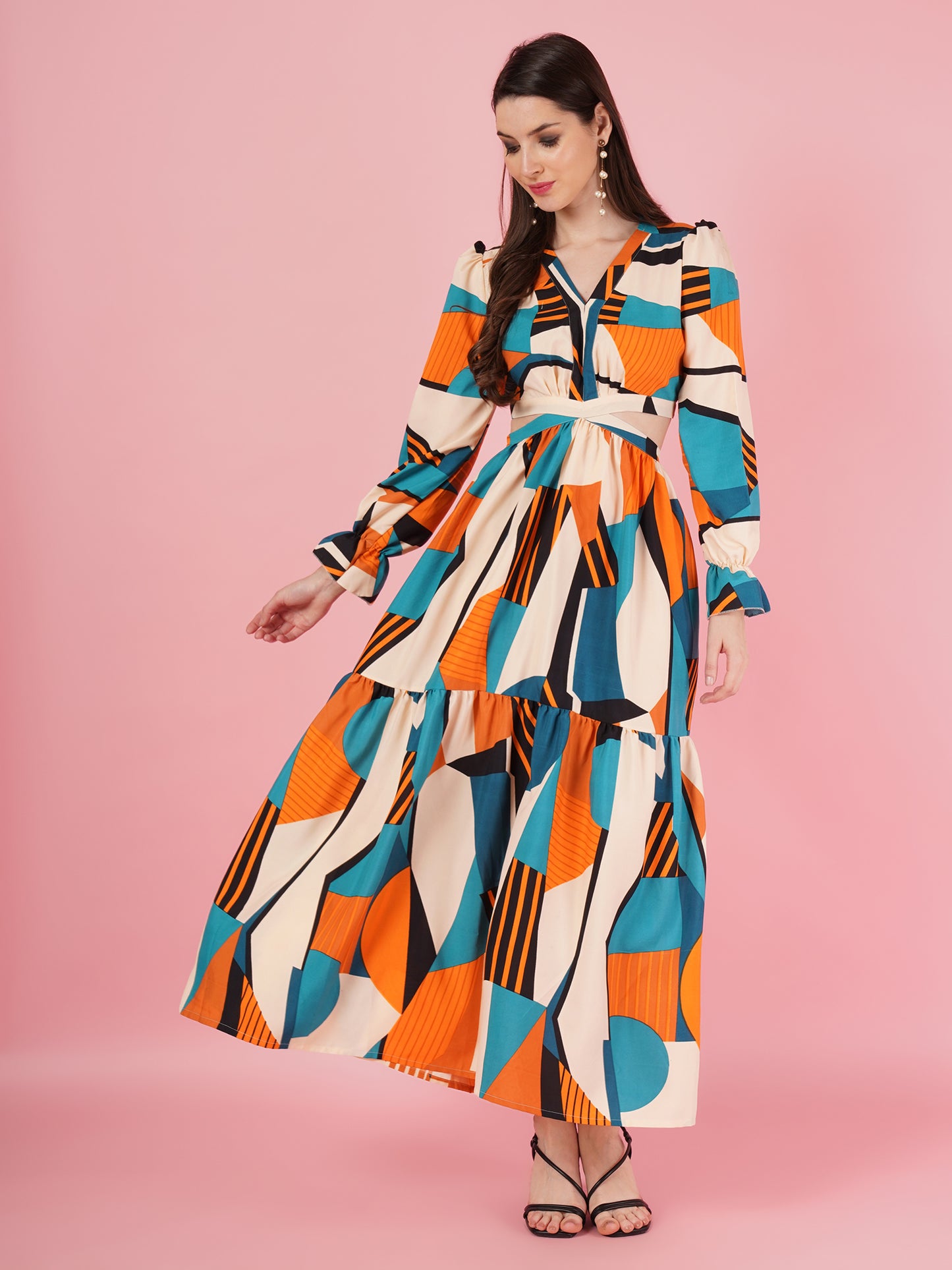 Geometric Pattern Maxi Dress