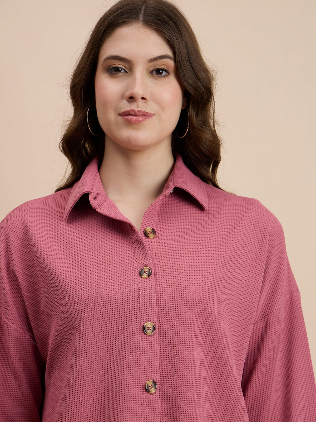 Pink Variant Pink Full Sleeves Regular Fit Shirt by Wyshlist