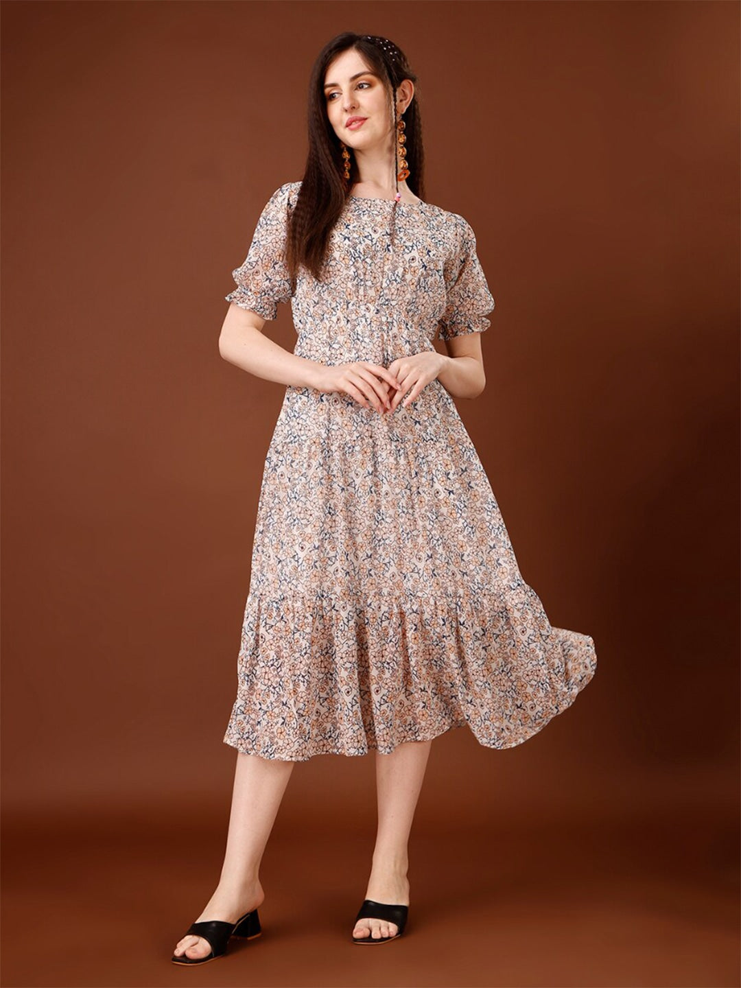 Classy Georgette A-line Printed Dress