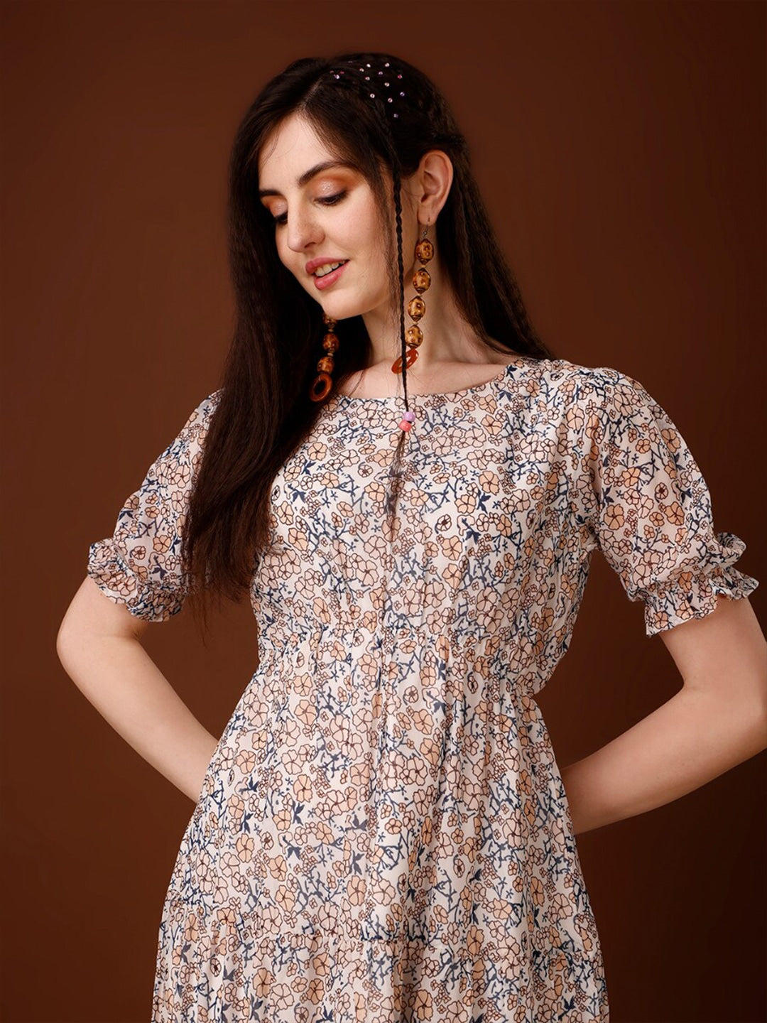 Classy Georgette A-line Printed Dress