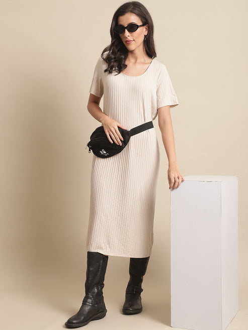 Timeless Appeal Solid Round Neck Blouse Dress