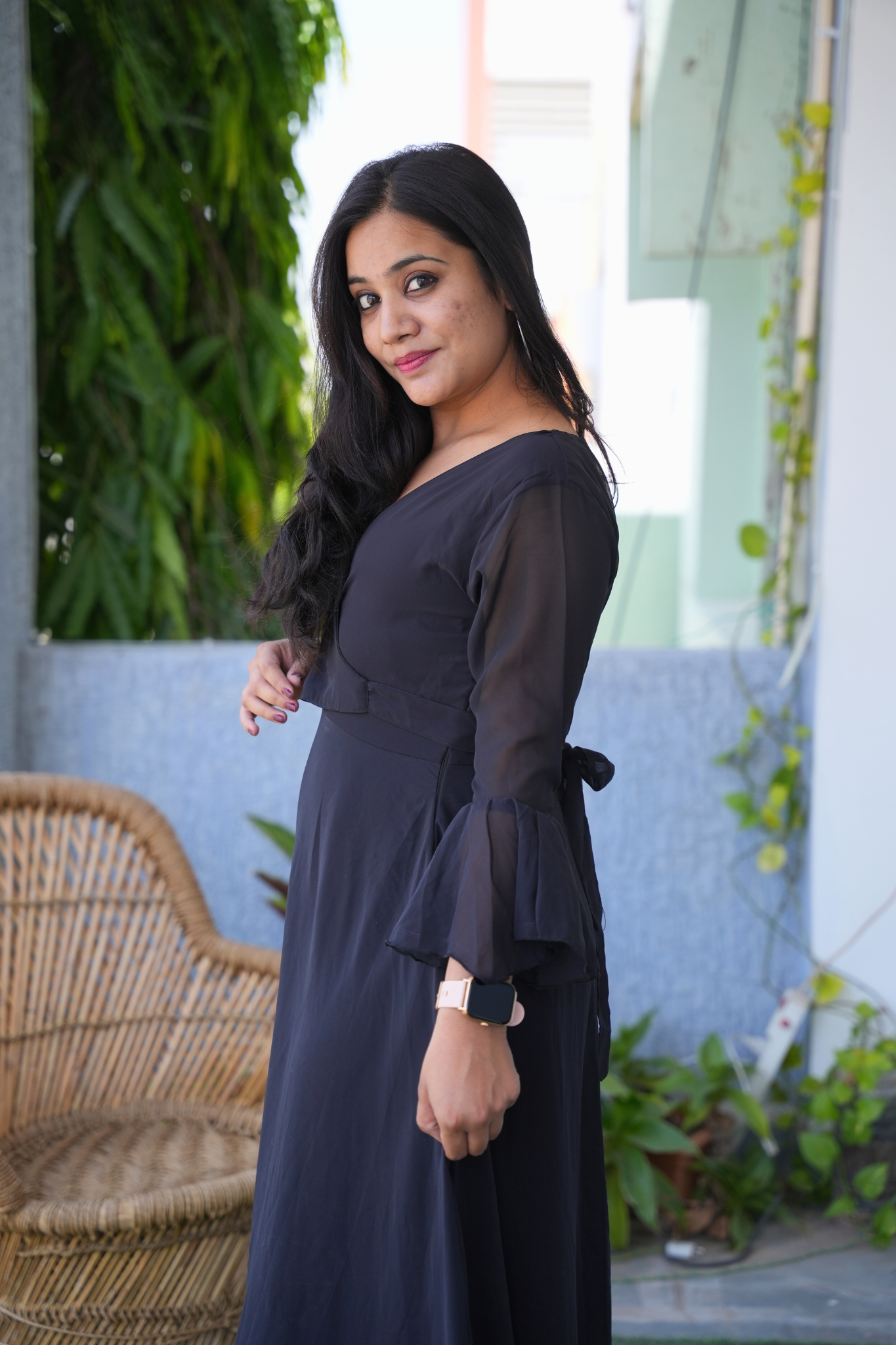 Eclipse Elegance Stylish Solid Georgette Maxi Dress