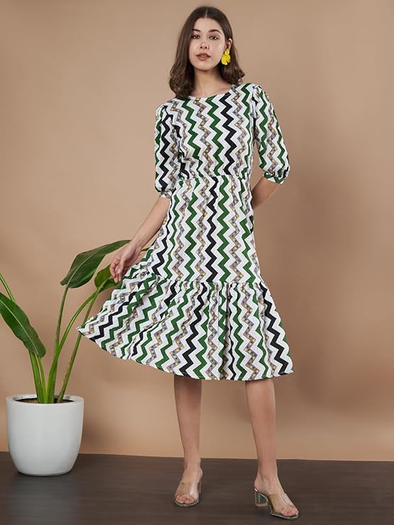 Enchanted Green Floral Fit & Flare Dress