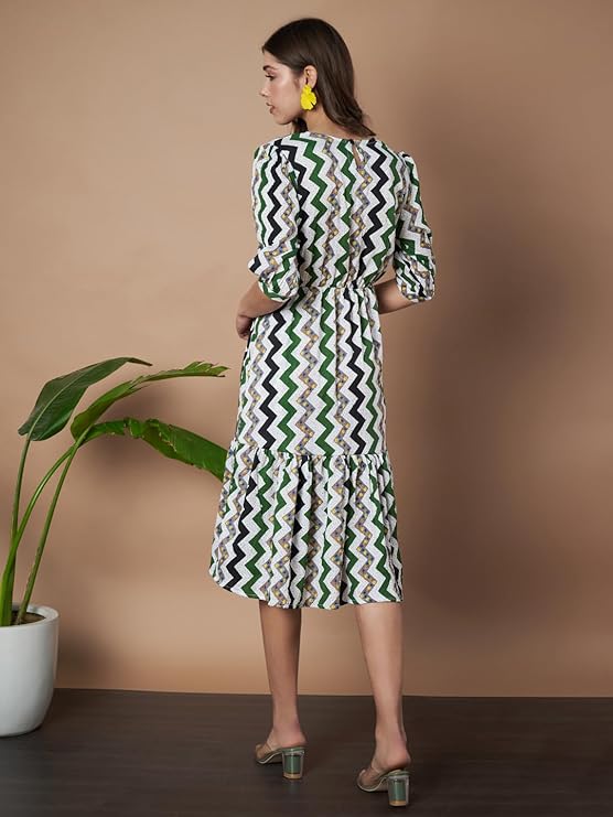 Enchanted Green Floral Fit & Flare Dress