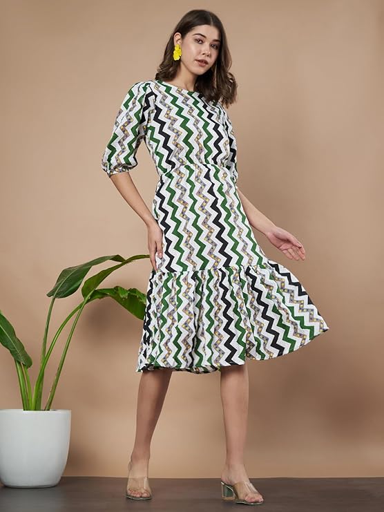 Enchanted Green Floral Fit & Flare Dress