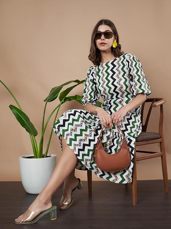 Enchanted Green Floral Fit & Flare Dress