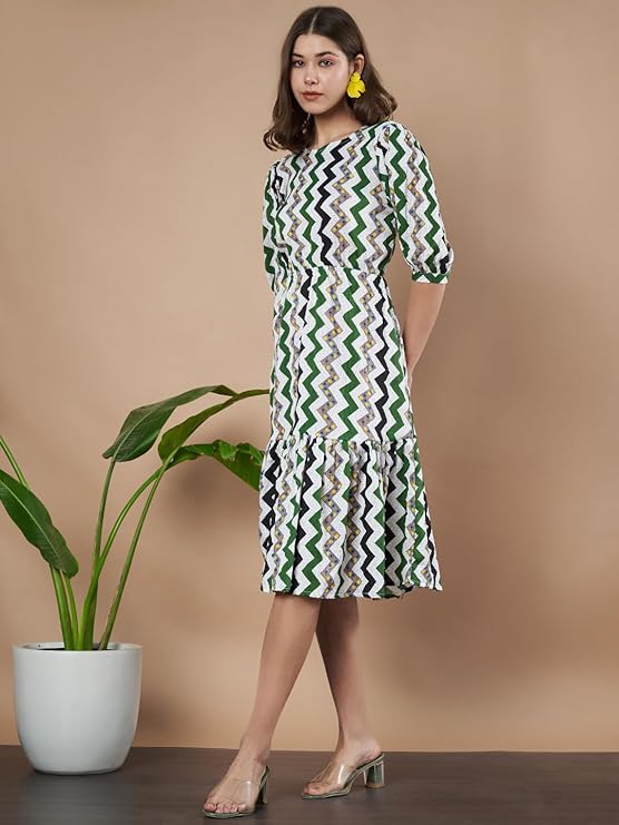 Enchanted Green Floral Fit & Flare Dress