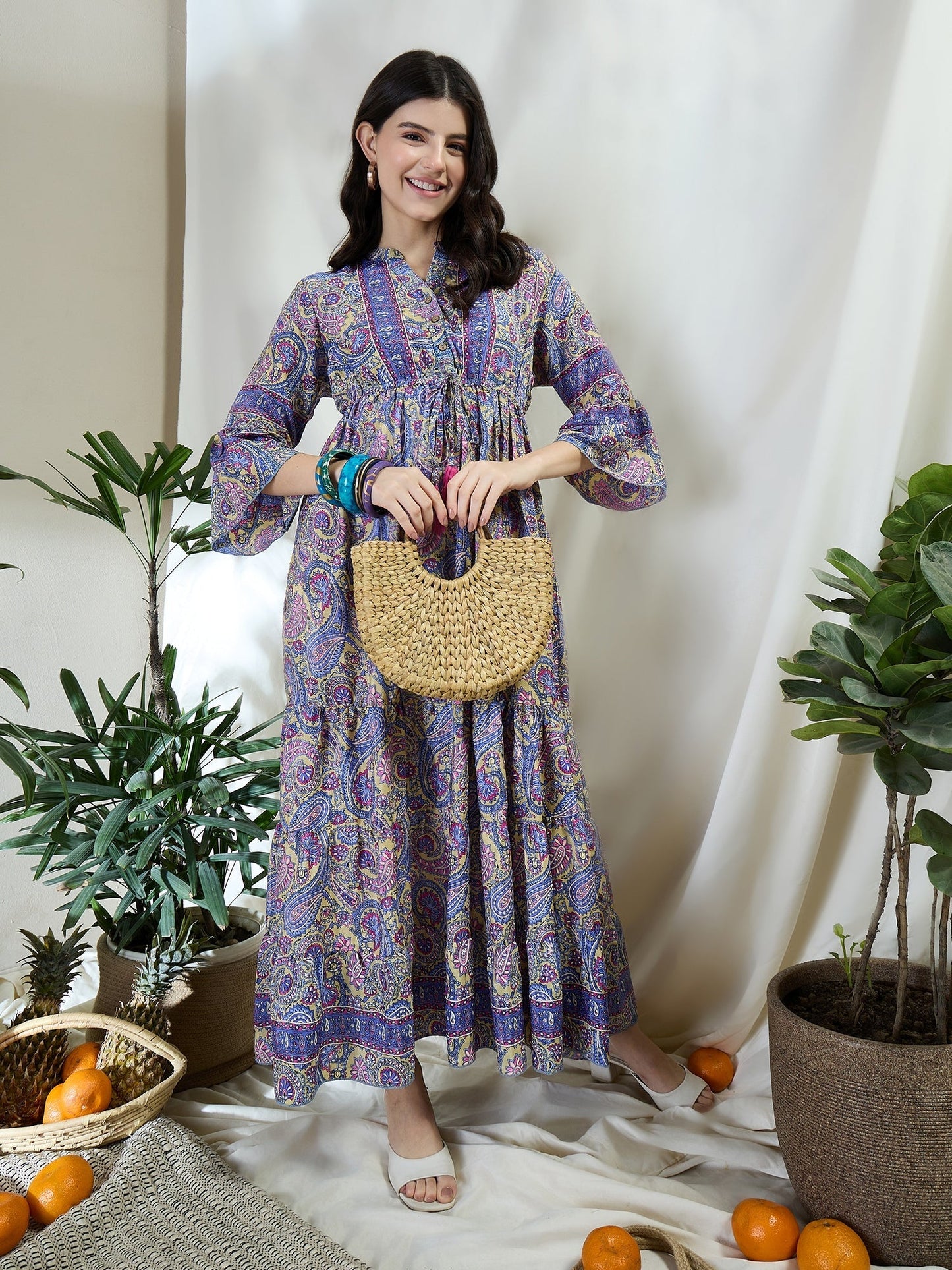Royal Charm Printed Maxi Dress