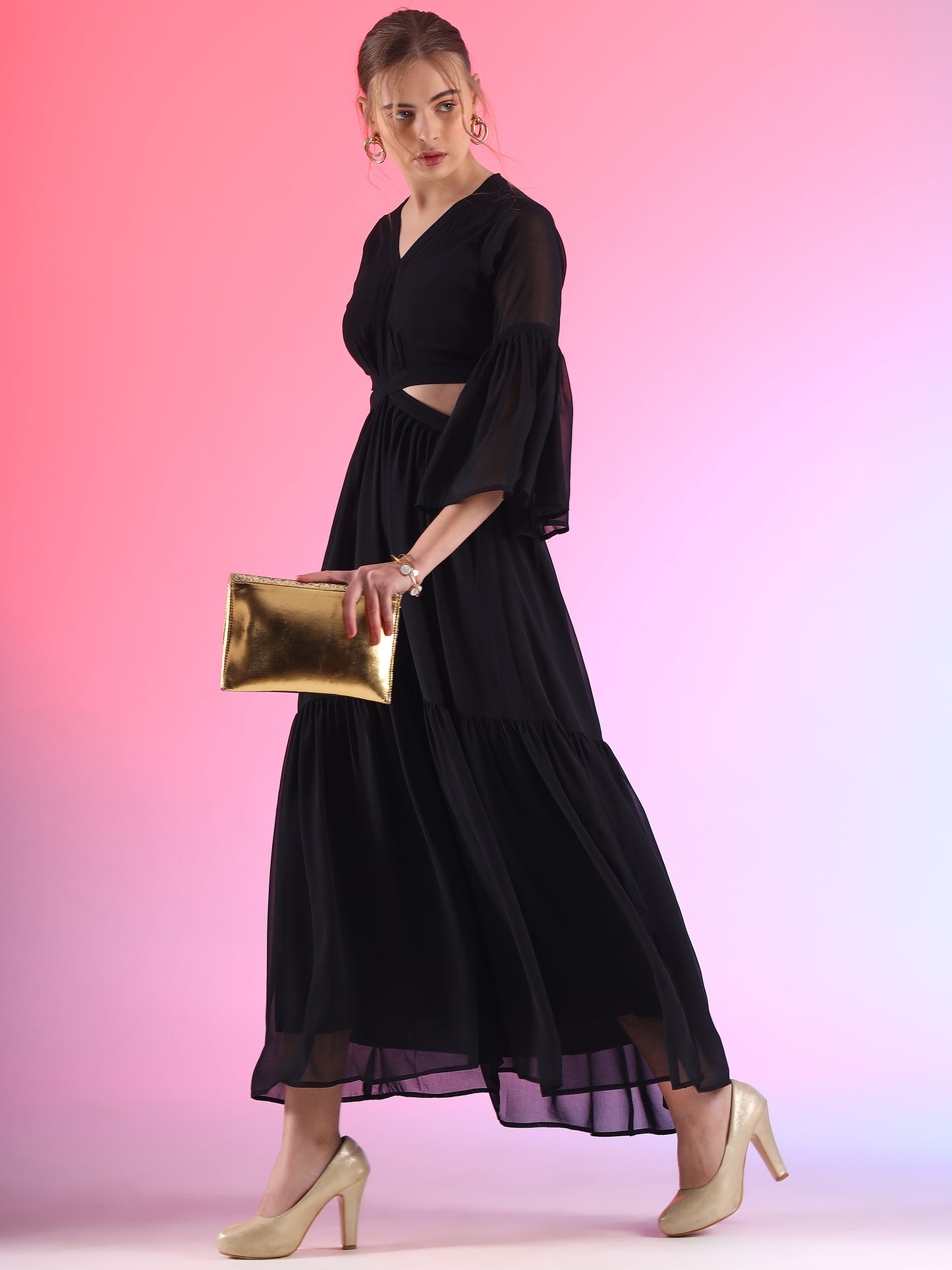 Black Beauty Fit and Flare Maxi Dress