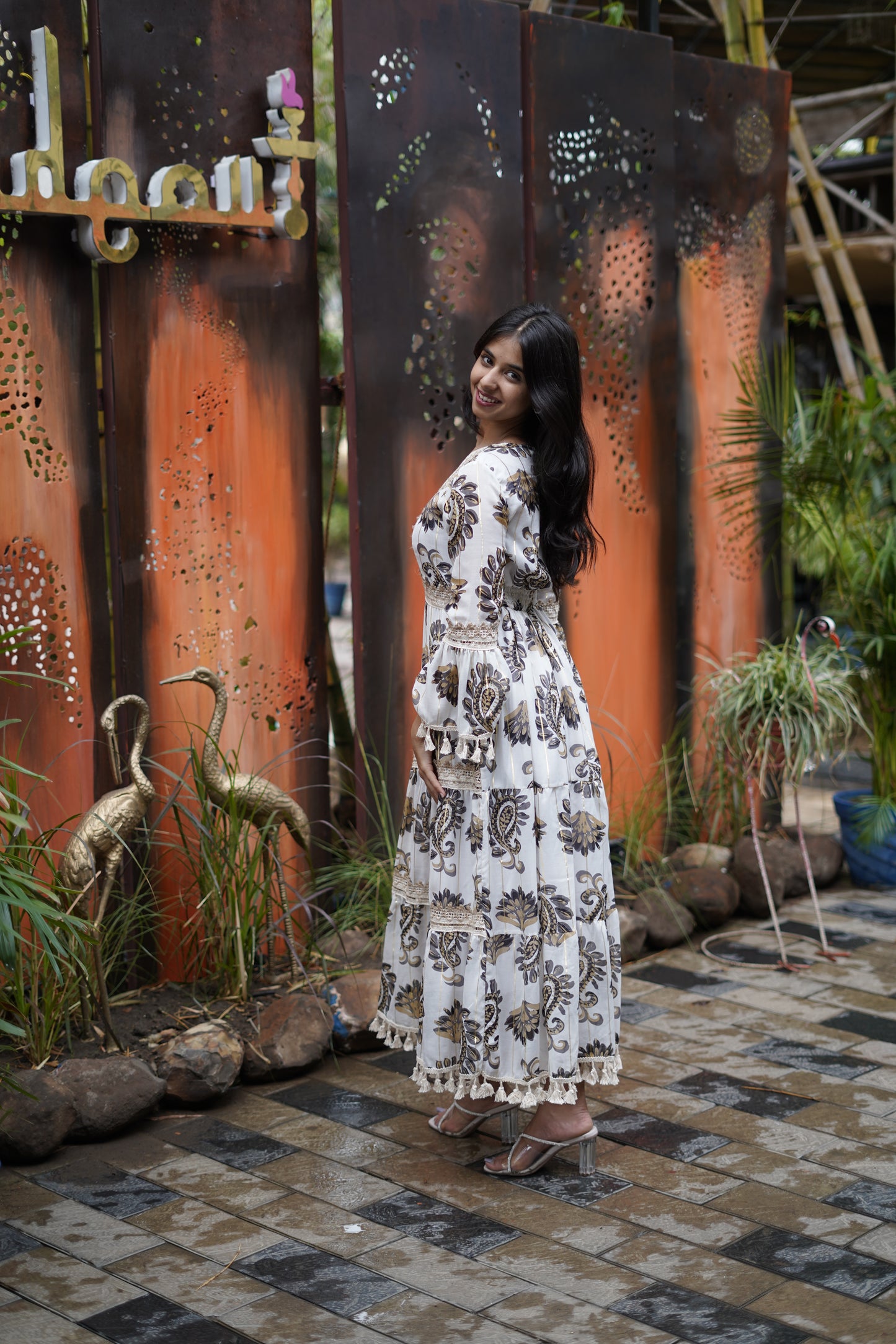 Boho Chic Print Flared Maxi Dress