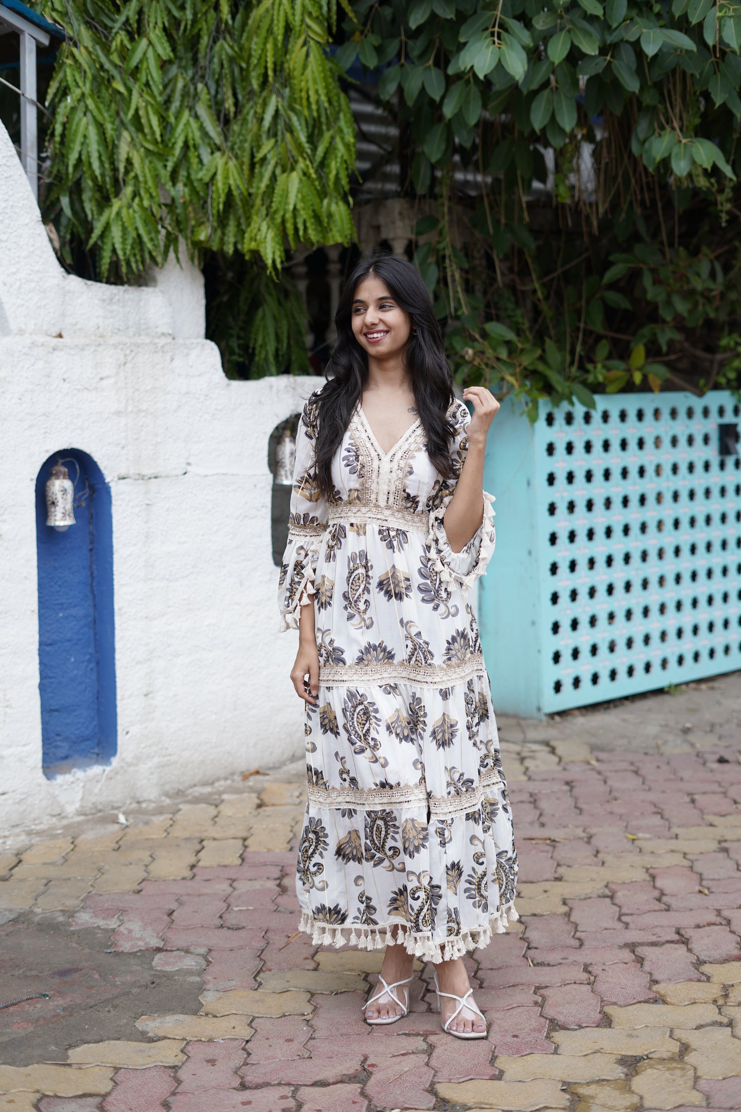 Boho Chic Print Flared Maxi Dress