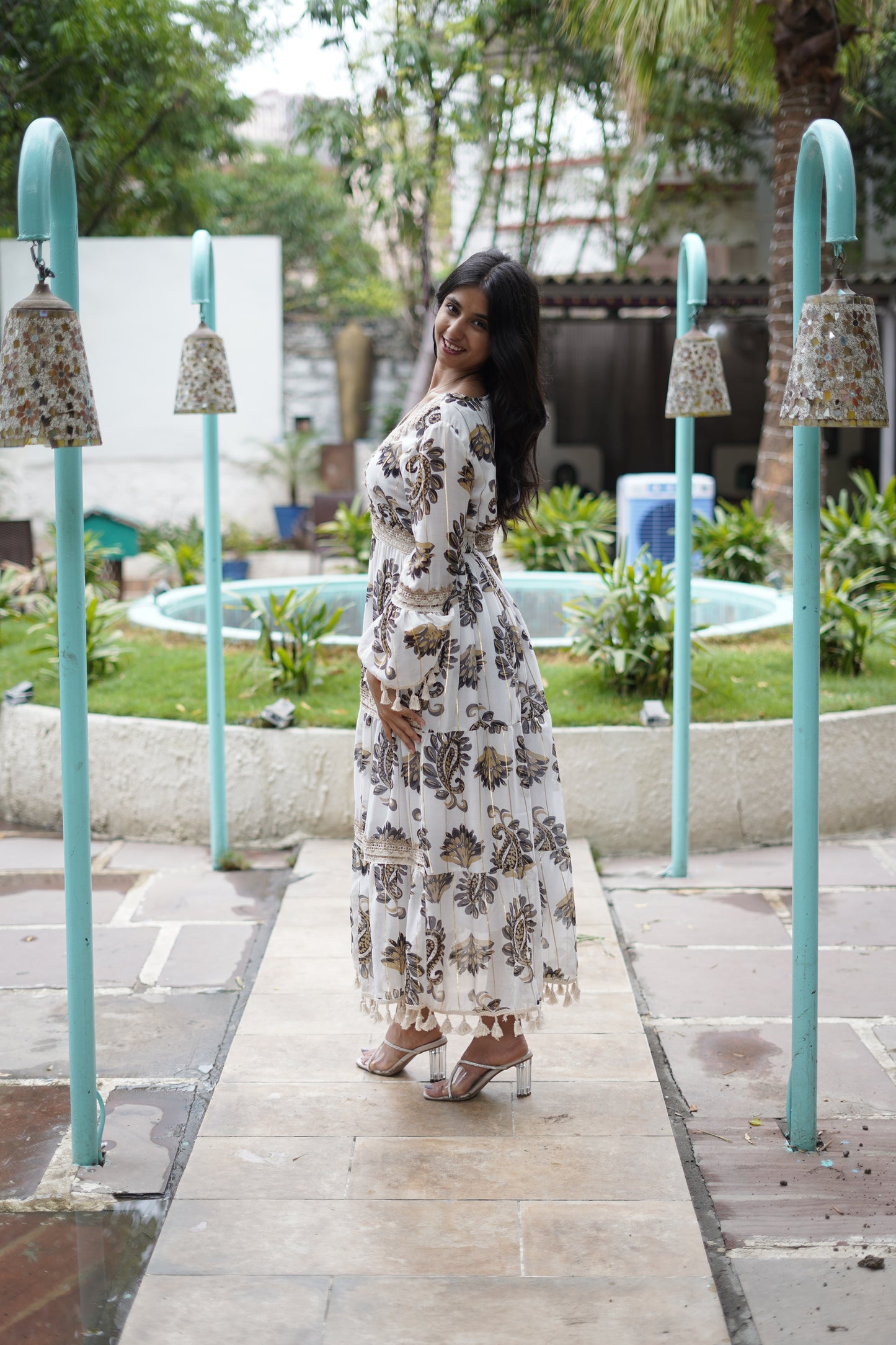 Boho Chic Print Flared Maxi Dress