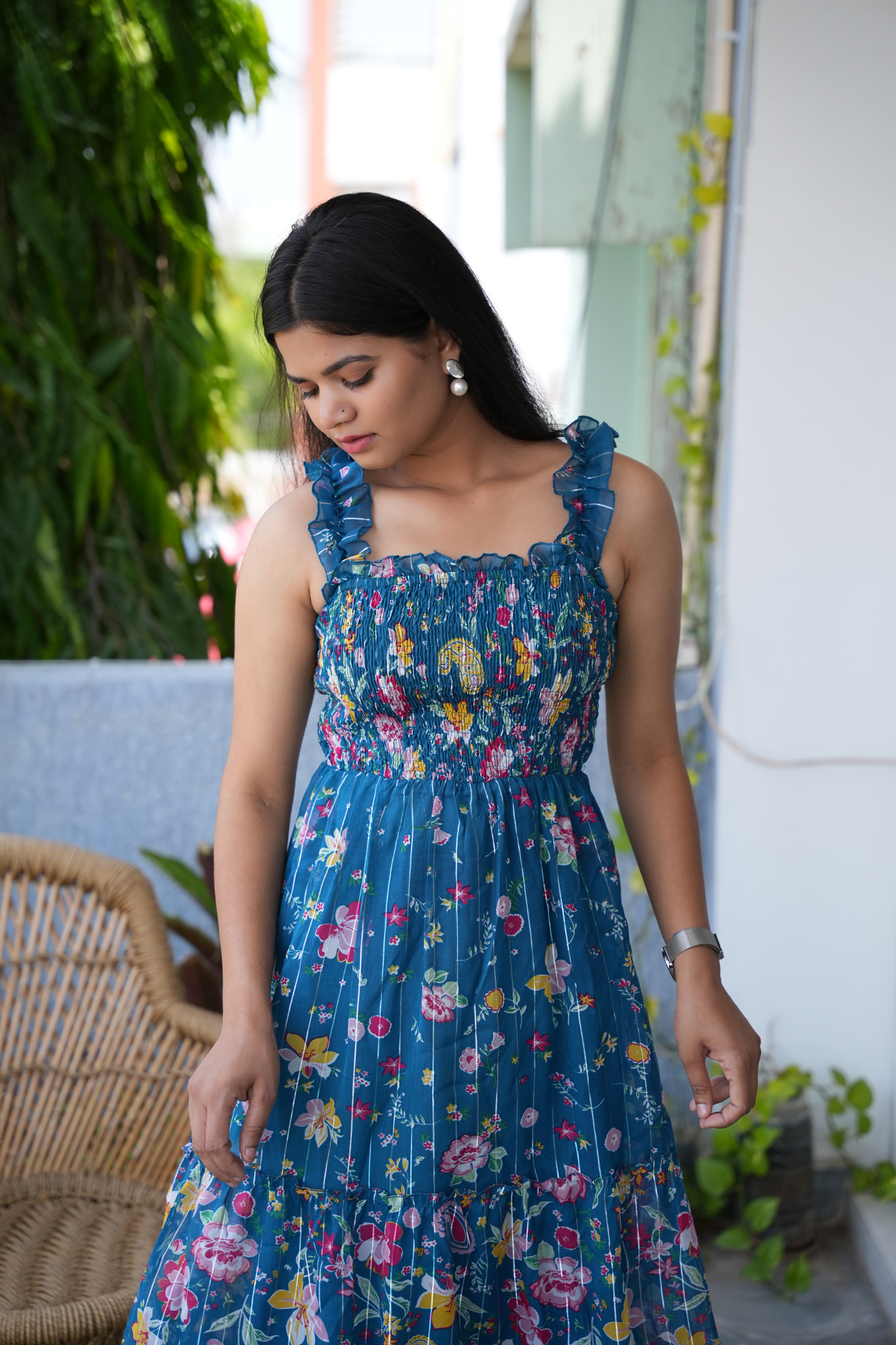 Celestial Verdant Elegance Sleeveless Floral Maxi Dress