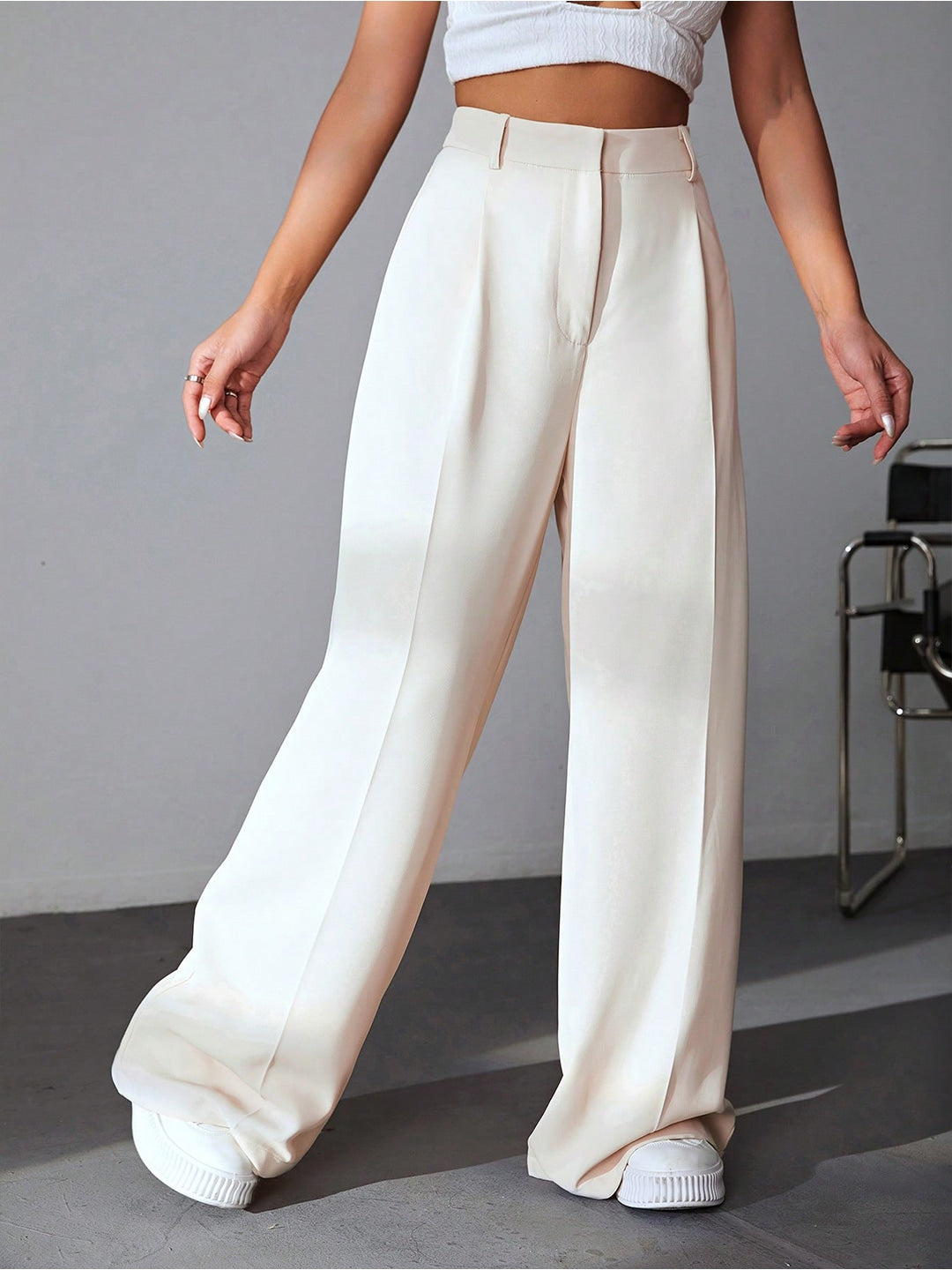 Missguided White Crepe Wide Leg Pants Resicozy Womens Wide Leg