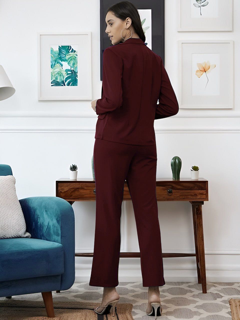 Sophisticated Brown Co-ord Set with Collared Top & Blazer