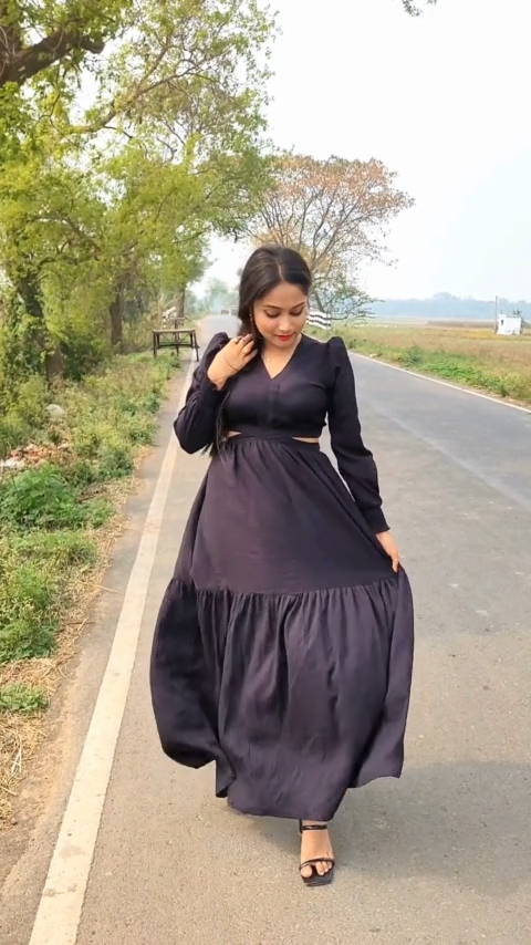 Elevate your style with our Black Crepe Maxi Dress - a Flared Fit for Women. Ideal for casual occasions, this full-length dress features afull slevees design, v neck, and is crafted from quality crepe fabric. Suitable for Western wear, it offers a chic look with its solid pattern. Shop now at Wyshlist. 