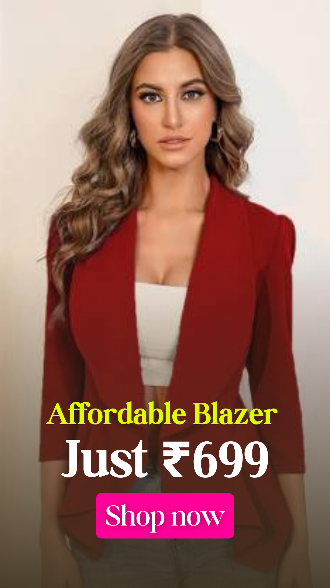Maroon Solid Formal Blazer