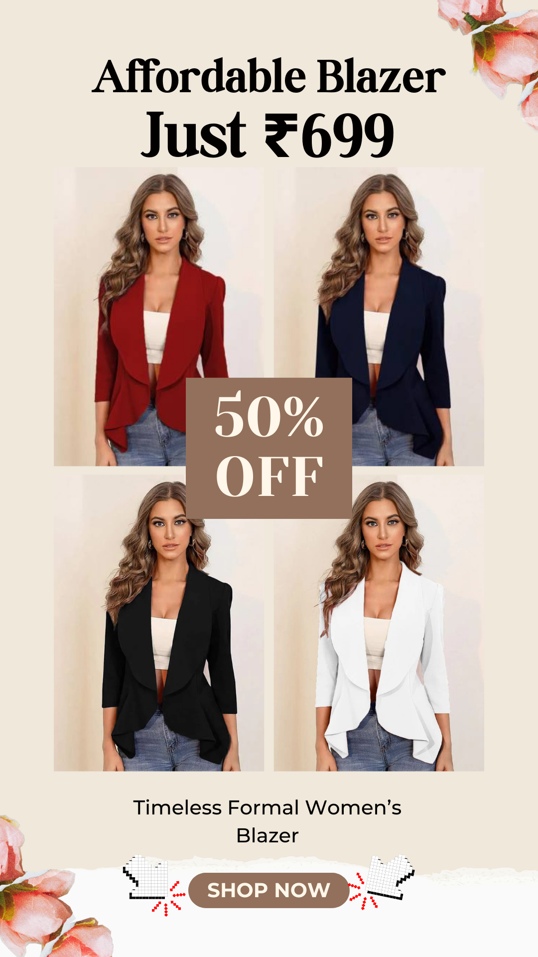 Maroon Solid Formal Blazer