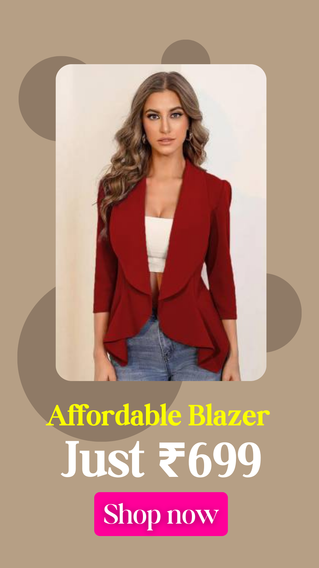 Maroon Solid Formal Blazer